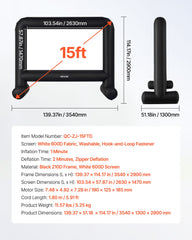 15 ft Inflatable Movie Screen 16:9 600D Movie Projector with Portable Bag