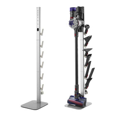 Vacuum Stand, Compatible with Dyson G5 V15 V12 V11 V10 V8 V7 V6 Series Upright Vacuums Cleaners & Accessories, Stable Vacuum Stand Holder with 6 Hooks and Non-slip Footpads, Gray