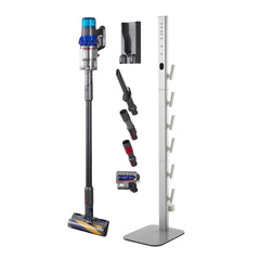 Vacuum Stand, Compatible with Dyson G5 V15 V12 V11 V10 V8 V7 V6 Series Upright Vacuums Cleaners & Accessories, Stable Vacuum Stand Holder with 6 Hooks and Non-slip Footpads, Gray