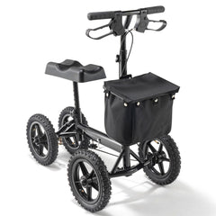 Folding Knee Scooter, Aluminum Steerable Knee Walker with Height-Adjustable Handlebar & Knee Pad, 12" All-Terrain Wheels, Dual Brakes, Leg Recovery Scooter for Broken Ankle Foot Injuries, 159KG