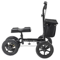 Folding Knee Scooter, Aluminum Steerable Knee Walker with Height-Adjustable Handlebar & Knee Pad, 12" All-Terrain Wheels, Dual Brakes, Leg Recovery Scooter for Broken Ankle Foot Injuries, 159KG