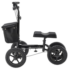 Folding Knee Scooter, Aluminum Steerable Knee Walker with Height-Adjustable Handlebar & Knee Pad, 12" All-Terrain Wheels, Dual Brakes, Leg Recovery Scooter for Broken Ankle Foot Injuries, 159KG