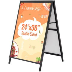 A Frame Sidewalk Sign, 61x91cm Heavy Duty Slide-in Signboard Holder, Double-Sided Folding Sandwich Board Signs, Steel Pavement Sign Poster for Outdoor Business Street Advertising (Frame only)