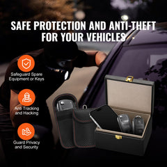 Faraday Box Signal Blocking Holder for 5~8 Car Keys with 2 Key Bags Black