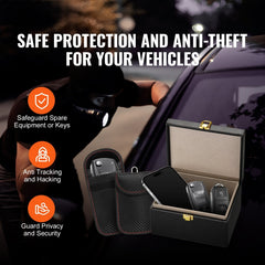 Faraday Box Signal Blocking Holder for 5~8 Car Keys with 2 Key Bags Black