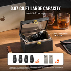 Faraday Box Signal Blocking Holder for 5~8 Car Keys with 2 Key Bags Black