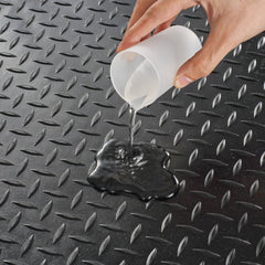 Diamond-Plate Rubber Flooring Roll, 3 mm x 4 ft x 6 ft Garage Floor Mat, SBR Rubber Garage Flooring Roll, Easy to Clean, Diamond Plate Rubber Mat for Under Cars, Garage Industry Gym, Black