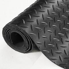 Diamond-Plate Rubber Flooring Roll, 3 mm x 4 ft x 8 ft Garage Floor Mat, SBR Rubber Garage Flooring Roll, Easy to Clean, Diamond Plate Rubber Mat for Under Cars, Garage Industry Gym, Black