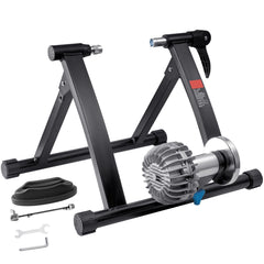 Bike Trainer Stand, Fluid Stationary Bike Stand for 26"-29" Wheels, Noise Reduction Fluid Flywheel, Portable Cycling Stand for Indoor Riding Exercise, with Quick-Release Lever & Front Wheel Rise