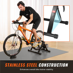 Bike Trainer Stand, Fluid Stationary Bike Stand for 26"-29" Wheels, Noise Reduction Fluid Flywheel, Portable Cycling Stand for Indoor Riding Exercise, with Quick-Release Lever & Front Wheel Rise