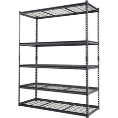 Storage Shelving Unit, 5-Tier Adjustable, 2000 lbs Capacity, Heavy Duty Garage Shelves Metal Organizer Wire Rack, Black, 60" L x 24" W x 78" H for Kitchen Pantry Basement Bathroom Laundry Closet