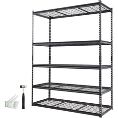 Storage Shelving Unit, 5-Tier Adjustable, 2000 lbs Capacity, Heavy Duty Garage Shelves Metal Organizer Wire Rack, Black, 60" L x 24" W x 78" H for Kitchen Pantry Basement Bathroom Laundry Closet