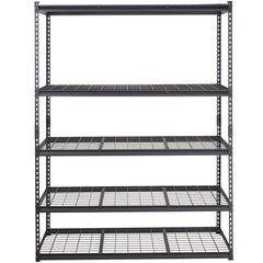 Storage Shelving Unit, 5-Tier Adjustable, 2000 lbs Capacity, Heavy Duty Garage Shelves Metal Organizer Wire Rack, Black, 60" L x 24" W x 78" H for Kitchen Pantry Basement Bathroom Laundry Closet