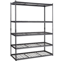 Storage Shelving Unit, 5-Tier Adjustable, 2000 lbs Capacity, Heavy Duty Garage Shelves Metal Organizer Wire Rack, Black, 60" L x 24" W x 78" H for Kitchen Pantry Basement Bathroom Laundry Closet