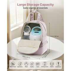 Breast Pump Backpack, Breast Feeding Bag with Ice Pack, Fits for S1/S2, Pumping Accessories & Breastmilk Storage, Portable Pump Carrying Case for Work, Travel and Family Use, Light Pink