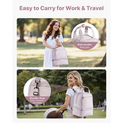 Breast Pump Backpack, Breast Feeding Bag with Ice Pack, Fits for S1/S2, Pumping Accessories & Breastmilk Storage, Portable Pump Carrying Case for Work, Travel and Family Use, Light Pink