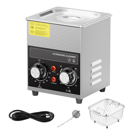 2L Ultrasonic Cleaner with Heater Timer & Basket, Professional Digital Sonic Cavitation Machine, 60W Cleaning Machine for Watch Instruments, Glasses, Coin, Metal Parts, Tool