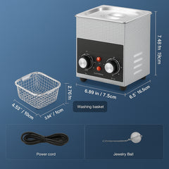 2L Ultrasonic Cleaner with Heater Timer & Basket, Professional Digital Sonic Cavitation Machine, 60W Cleaning Machine for Watch Instruments, Glasses, Coin, Metal Parts, Tool
