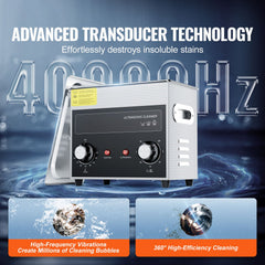 3L Ultrasonic Cleaner with Heater Timer & Basket, Professional Digital Sonic Cavitation Machine, 120W Cleaning Machine for Watch Instruments, Glasses, Coin, Metal Parts, Tool