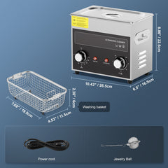 3L Ultrasonic Cleaner with Heater Timer & Basket, Professional Digital Sonic Cavitation Machine, 120W Cleaning Machine for Watch Instruments, Glasses, Coin, Metal Parts, Tool