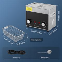 3L Ultrasonic Cleaner with Heater Timer & Basket, Professional Digital Sonic Cavitation Machine, 120W Cleaning Machine for Watch Instruments, Glasses, Coin, Metal Parts, Tool
