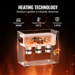 6L Ultrasonic Cleaner with Heater Timer & Basket, Professional Digital Sonic Cavitation Machine, 180W Cleaning Machine for Watch Instruments, Glasses, Coin, Metal Parts, Tool