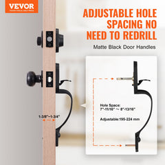 Front Door Handle and Deadbolt Set, Matte Black Single Cylinder Handles with Interior Knob, Adjustable for Right and Left Hand Doors