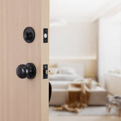 Front Door Handle and Deadbolt Set, Matte Black Single Cylinder Handles with Interior Knob, Adjustable for Right and Left Hand Doors