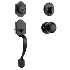 Front Door Handle and Deadbolt Set, Matte Black Single Cylinder Handles with Interior Knob, Adjustable for Right and Left Hand Doors