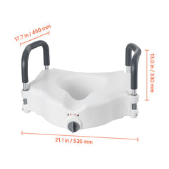 Raised Toilet Seat with Arms, 136.1 kg Load Capacity, 127 mm Lift Height, Widened Commode Elevated Toilet Seat Riser with Padded Handles for Seniors, Elderly, Handicap, Disabled, and Adults Use
