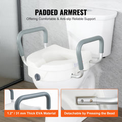 Raised Toilet Seat, 5" Height Raised, 350 lbs Weight Capacity, for Round and Elongated Toilet, Twist Lock Installation,19.1" - 21.7" Adjustable Width, for Elderly, Handicap, Patient, Pregnant, M