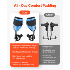 Tree Climbing Spikes, Height-Adjustable Tree Climbing Gear with Straps & Padding Cushion, 159 kg Load Capacity, Heavy Duty Steel Climb Spurs Arborist Equipment for Fruit Picking Hunting