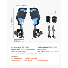 Tree Climbing Spikes, Height-Adjustable Tree Climbing Gear with Straps & Padding Cushion, 159 kg Load Capacity, Heavy Duty Steel Climb Spurs Arborist Equipment for Fruit Picking Hunting