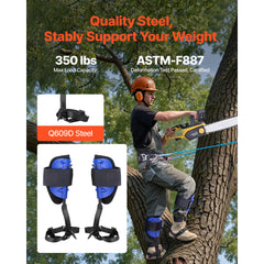 Tree Climbing Spikes Set, Height-Adjustable Tree Climbing Gear with Straps & Waist Harness, 159 kg Load Capacity, Heavy Duty Steel Climb Spurs Arborist Equipment for Fruit Picking Hunting