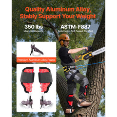 Tree Climbing Spikes Set, Height-Adjustable Tree Climbing Gear with Straps & Spike Protectors, 159 kg Load Capacity, Durable Aluminum Climb Spurs Arborist Equipment for Fruit Picking Hunting