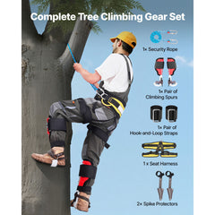 Tree Climbing Spikes Set, Height-Adjustable Tree Climbing Gear with Straps & Spike Protectors, 159 kg Load Capacity, Durable Aluminum Climb Spurs Arborist Equipment for Fruit Picking Hunting