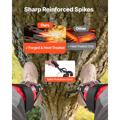 Tree Climbing Spikes Set, Height-Adjustable Tree Climbing Gear with Straps & Spike Protectors, 159 kg Load Capacity, Durable Aluminum Climb Spurs Arborist Equipment for Fruit Picking Hunting