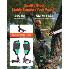 Tree Climbing Spikes Set, Height-Adjustable Tree Climbing Gear with Straps & Spike Protectors, 159 kg Load Capacity, Heavy Duty Steel Climb Spurs Arborist Equipment for Fruit Picking Hunting