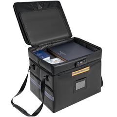 Fireproof Document Box, Fireproof Document Bag with Lock 2000_, Fireproof and Waterproof File Box 450x140x315 mm with Zipper & Handle, for Money, Documents, Jewelry and Passport