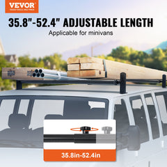 2 Bars Van Roof Ladder Rack 500 LBS Adjustable 35.8" to 57.5" Alloy Steel
