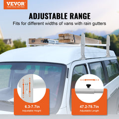 2-Bar Van Roof Ladder Rack Alloy Adjustable 47.2"-78.7" for Full-Size Vans