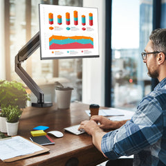 Single Monitor Mount, Supports 13"-32", 330-813 mm Screen, Fully Adjustable Gas Spring Monitor Arm, Hold up to 9.1 kg, Computer Monitor Stand Holder with C-Clamp/Grommet Mounting Base, VESA Mount Bracket