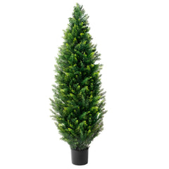 2 Pack 4' Artificial Cedar Topiary Tree Faux Plant UV Decor In/Outdoor