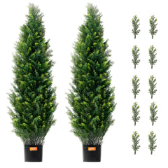 2 Pack 4' Artificial Cedar Topiary Tree Faux Plant UV Decor In/Outdoor