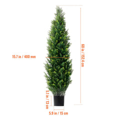 2 Pack 5' Artificial Cedar Topiary Tree Faux Plant UV Decor In/Outdoor