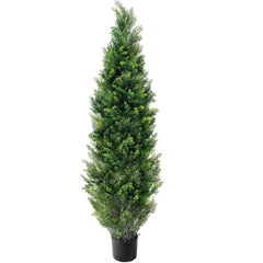 2 Pack 5' Artificial Cedar Topiary Tree Faux Plant UV Decor In/Outdoor