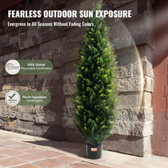 2 Pack 5' Artificial Cedar Topiary Tree Faux Plant UV Decor In/Outdoor