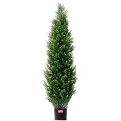 2 Pack 5' Artificial Cedar Topiary Tree Faux Plant UV Decor In/Outdoor