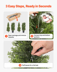 Artificial Topiary Cedar Trees, 2 Set 1524mm Faux Pine Shrubs Plants, Fake Silk Tree Look Real, Easy Assembly for Decor Front Porch Outdoor Patio Garden Balcony Backyard Indoor Office
