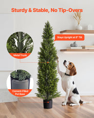 Artificial Topiary Cedar Trees, 2 Set 1524mm Faux Pine Shrubs Plants, Fake Silk Tree Look Real, Easy Assembly for Decor Front Porch Outdoor Patio Garden Balcony Backyard Indoor Office